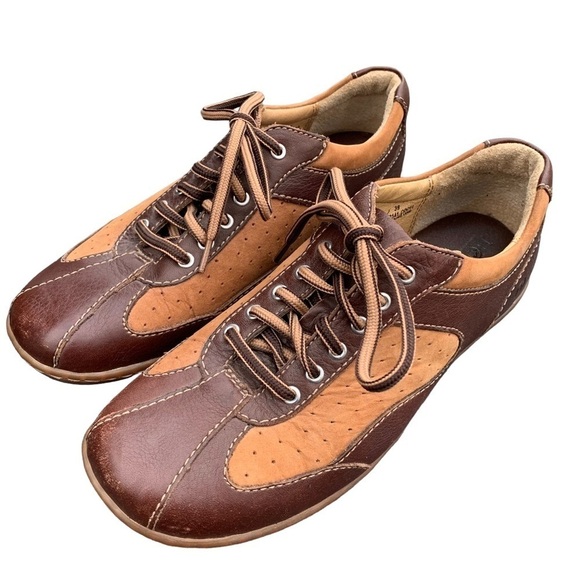 Born Brown Leather Two Tone Retro Bowling Style Lace Up Sneakers Women’s Size 8 - Picture 1 of 11